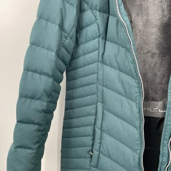 Long Quilted Hooded Down Puffer Coat in Teal - Picture 5 of 15